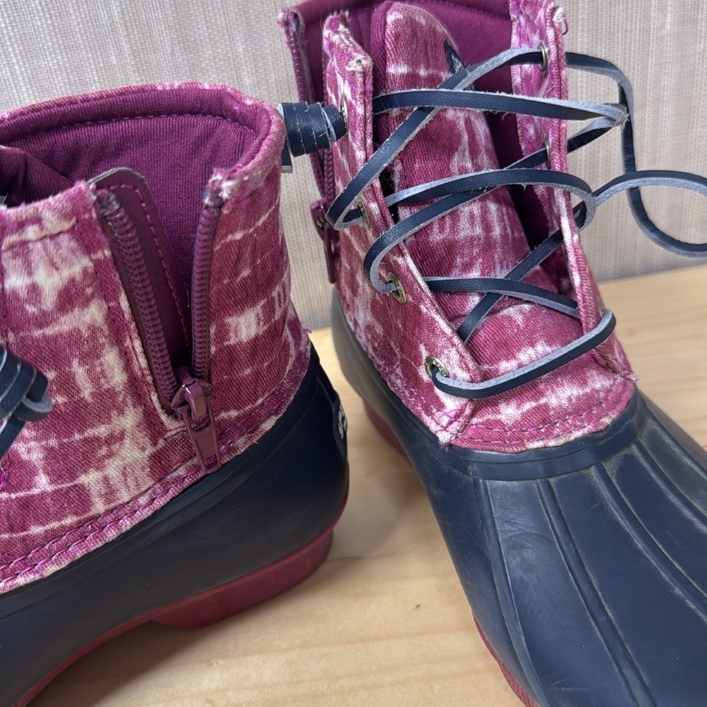 Sperry Saltwater rubber rain duck boots purple and blue youth size 2 - Picture 5 of 9